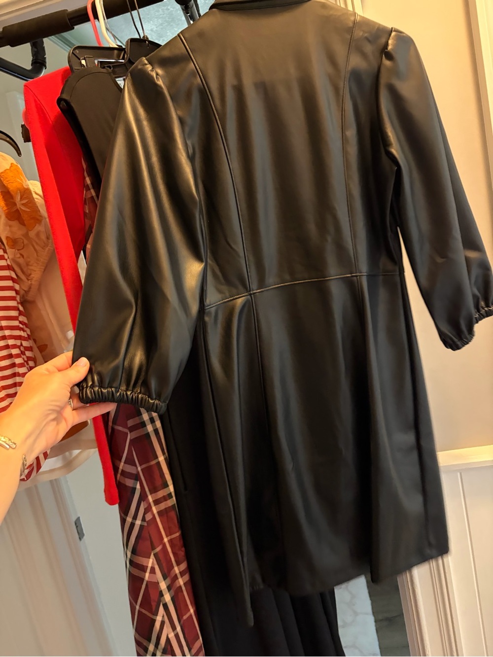 GAP Black Vegan Leather Button-Front Dress with Collar - Picture 5 of 7